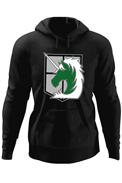 OEM Ανδρικό φούτερ με κουκούλα Attack on Titan Στρατιωτική Αστυνομία Crest Anime