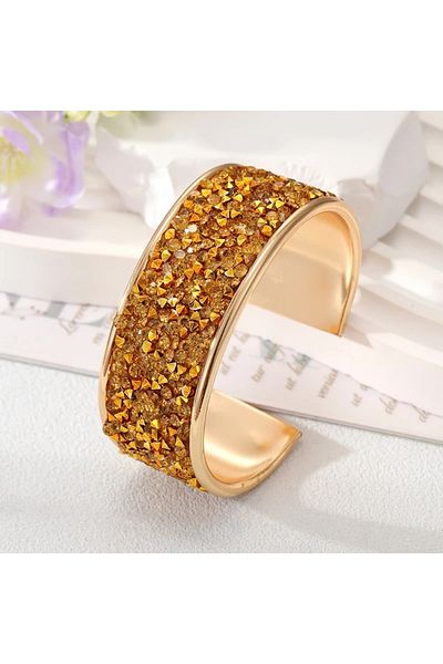 Eva Grace Amarilla bracelet, gold, cuff type, with stones, adjustable