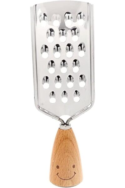 mastergold Small Stainless Steel Grater with Wooden Handle for Cheese, Ginger, Cucumber, Potatoes, and Vegetabl