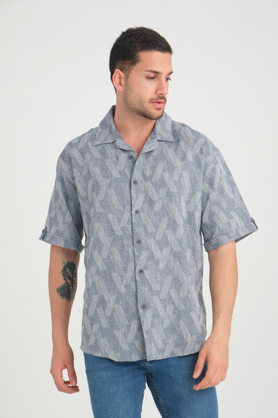 FRENZY PAMUKLU KISA KOLLU OVERSIZE GÖMLEK