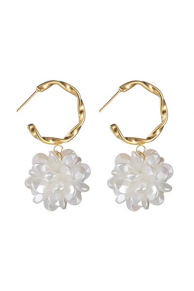 Eva Grace Renee earrings, gold and white, with floral pattern, made of stainless steel - Floral Paradise Collection