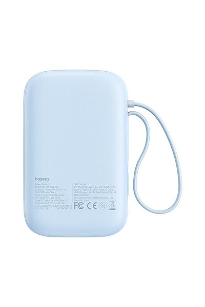 Baseus Baterie externă QPow 2 30W 10000mAh cu cablu USB-C încorporat - Albastră