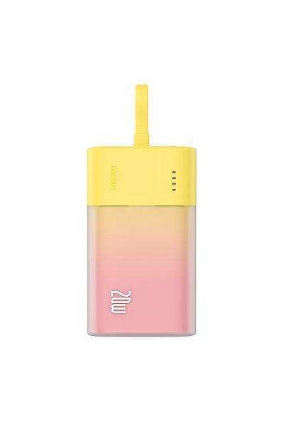 Baseus Powerbank Popsicle 5200mAh 20W z kablem Lightning 60W/20V/3A/30cm - zółto-różowy