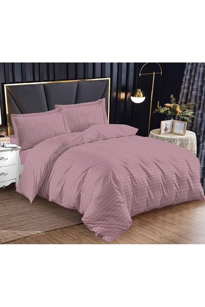OEM Double bedding set, fitted sheet, Damask, 4 pieces, 180x200cm, Pale Pink