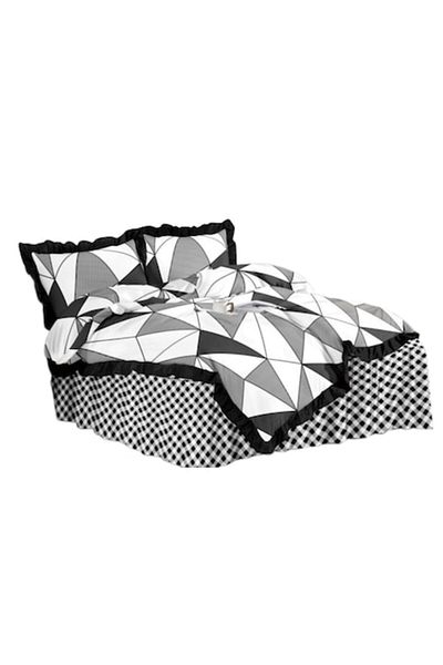 OEM Double Bed Linen, Ruffled Sheet, Spring, Finet, 4 Pieces, 2 Persons, Multicolor, 200x230cm, Triangle