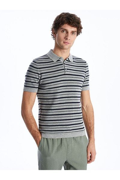 LC Waikiki LCWAIKIKI Classic Polo Collar Short Sleeve Striped Men's Knitwear Sweater