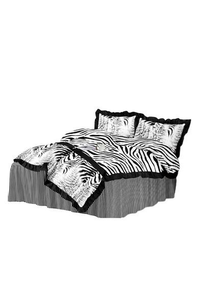 OEM Double Bed Linen, Ruffled Sheet, Spring, Finet, 4 Pieces, 2 People, Non Colors, 200x230cm, Zebra