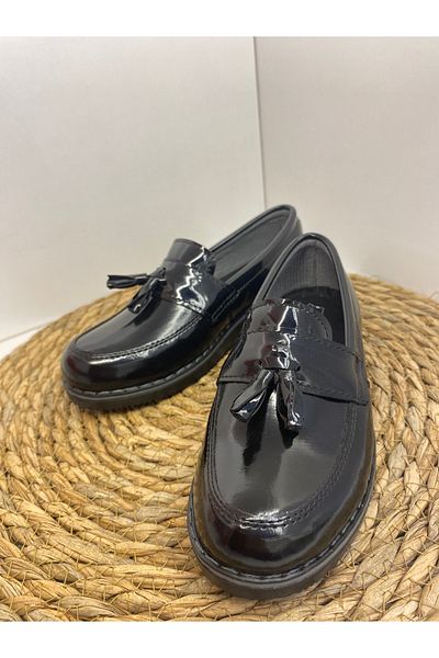 maxxi Black Patent Leather Loafer Shoes