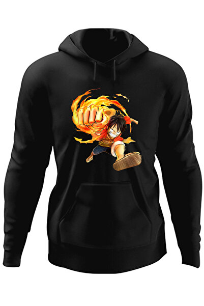 OEM Ανδρικό Φούτερ με Κουκούλα και Ψάθινο Καπέλο, Ολόσωμο Ψάθινο Καπέλο Luffy...