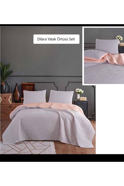 Colors & Dilara Cotton Single Bedspread Set (160X240)-Gray Powder