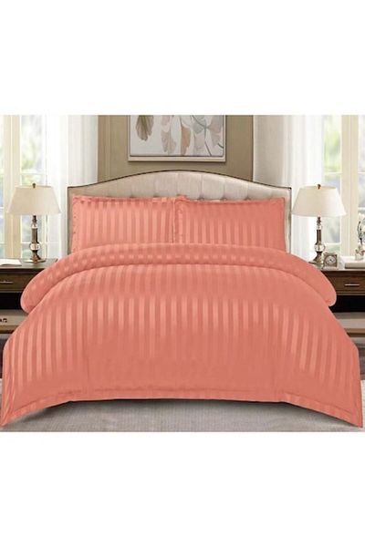 OEM Double Bed Sheet Set, Spring, Damask, Elastic Sheet, 4 Pieces, Peach, 180x200cm