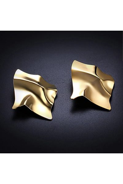 Eva Grace Laurie earrings, gold, diamond-shaped, with textured pattern - Glamour Collection