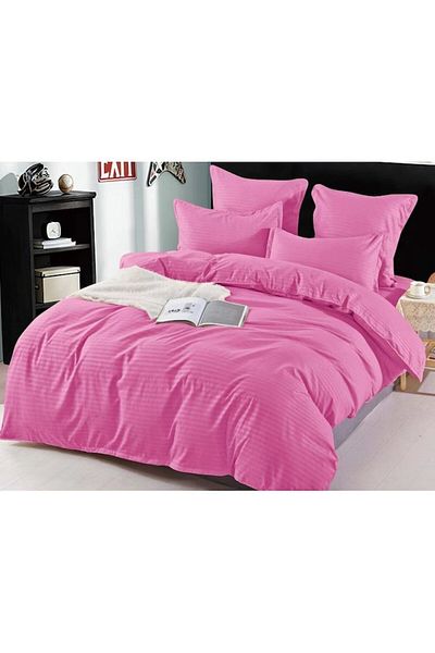 OEM Double Bedding Set Sonia-Home Damask Style Finet, Uni, 6 Pieces, 2 Persons, 220x240cm, Bright Pink
