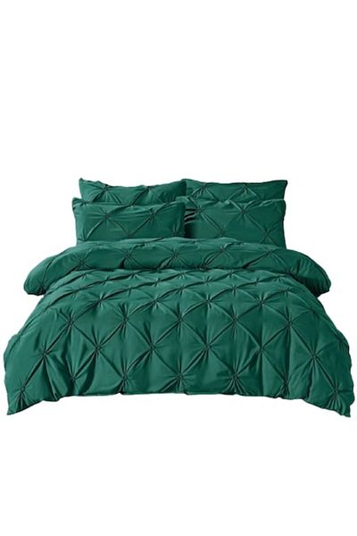 JOJO HOME Double Bed Linen, Jojo Home, Uni, Embroidered Pleats Model, 6 Pieces, Finet, 230x250cm, Green