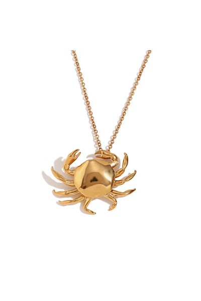 Eva Grace Mae necklace, gold, made of 18K gold-plated stainless steel, with crab pendant