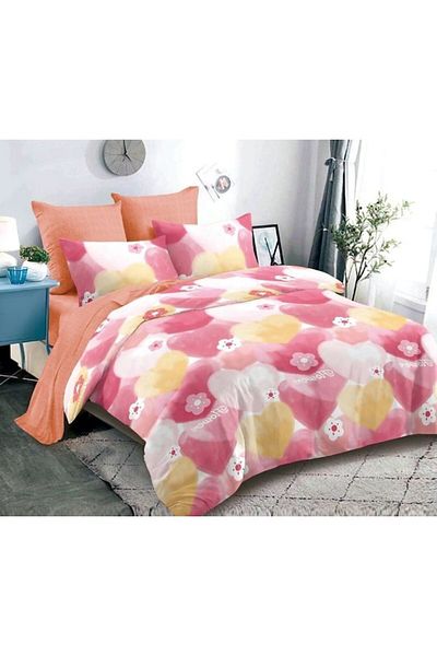 OEM Lenjerie de pat dublu, Primavara, Finet, 6 piese, 2 persoane, imprimeu Culori Pastelate, 180x200cm