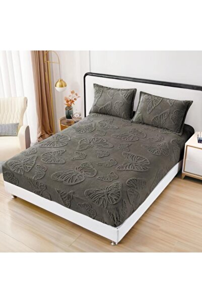 OEM Cocolino Bed Cover 180x200 cm, 2 Pillow Cases, 2-Person Dark Gray Butterfly Print