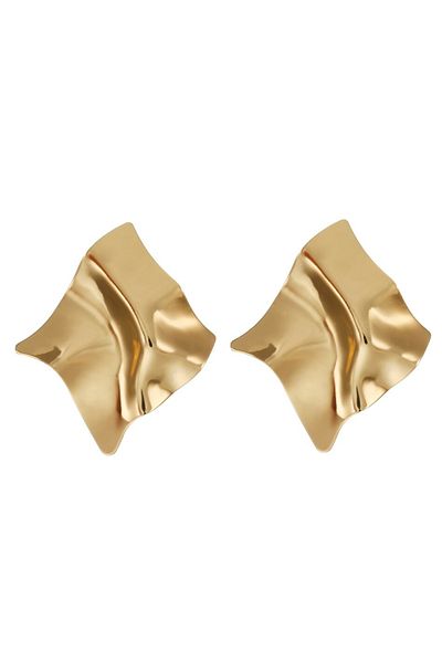 Eva Grace Laurie earrings, gold, diamond-shaped, with textured pattern - Glamour Collection
