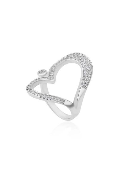 Eva Grace Alyana ring, silver, made of stainless steel, decorated with zirconia, heart-shaped, adjustable