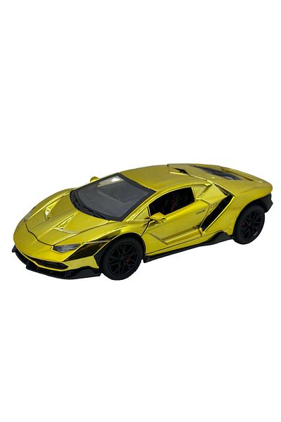 JPT Macheta Lamborghini Stil 1/24 replica metal cu sunete, lumini si usi verticale auriu