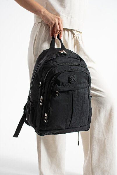 KASVA DERİ School Bag New Season Unisex Backpack Multi-Eye Water Resistant Crinkle Fabric Bag