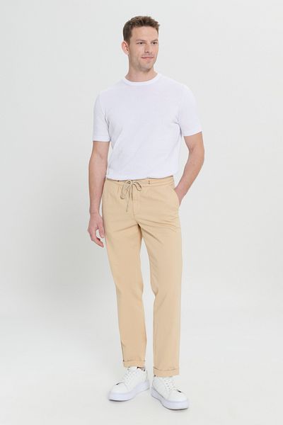 AC&Co / Altınyıldız Classics Men's Beige Cotton Comfort Fit Relaxed Cut Side Pocket Pants