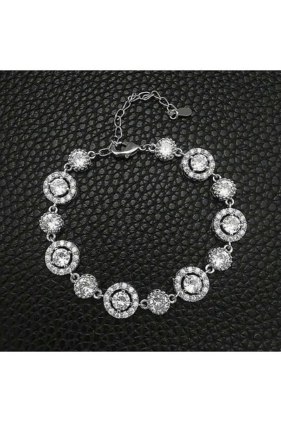 Eva Grace Inez bracelet, silver, decorated with round zirconia stones - Celebration Collection