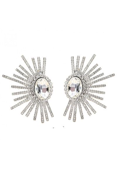 Eva Grace Aubrie earrings, silver, in the shape of rays, decorated with zirconium - Celebration Collection