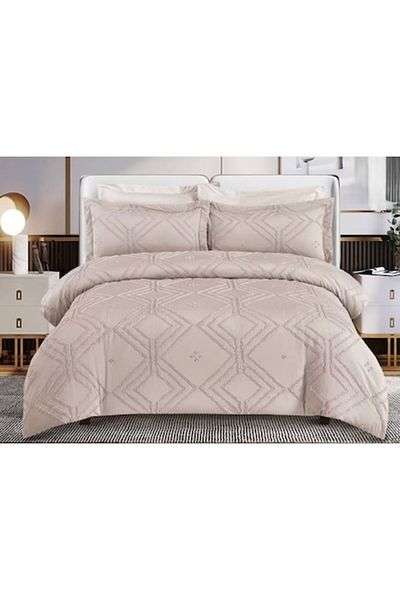 OEM Set pat dublu, Sonia-Home, bumbac egiptean, Uni, M3, 6 piese, 2 persoane, 220x240cm, Cappuccino