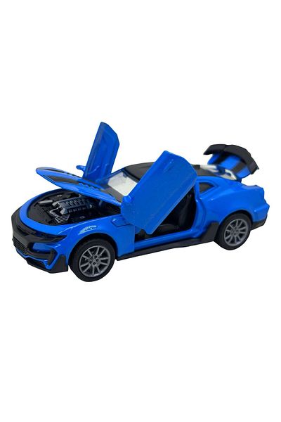 JPT Macheta Chevrolet Camaro albatru 1:36 replica metal lumini si sunete