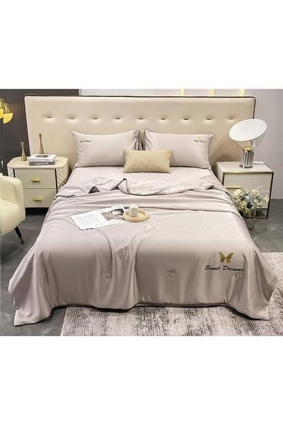 OEM Double Bedding with Summer Duvet, Uni, 4 Pieces, 2 Persons, 245x250cm, Silk, Cream