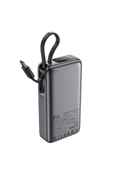 Acefast Powerbank 10000mAh PD30W z wbudowanym kablem USB-C - czarny