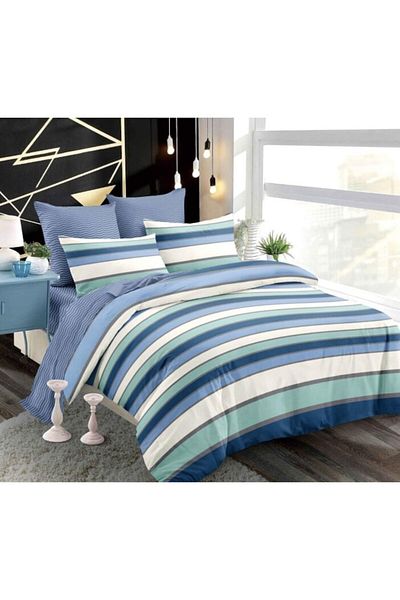 OEM Double Bed Linen, Spring, Finet, Elastic Fitted Sheet, Striped Print, 6 Pieces, 2 People, 180x200cm,
