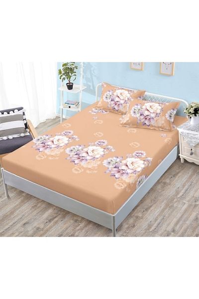 OEM Set Husa de pat din finet, 3 piese Elegant Home, 2 fete de perna, pentru pat 180x200cm, somon