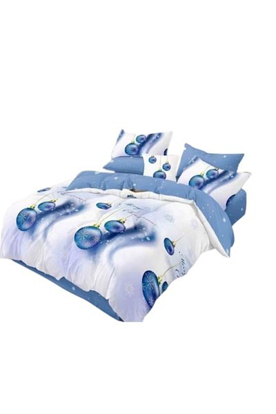 OEM Set de lenjerie de pat de Crăciun, Finet, 6 piese, 2 persoane, 230x250cm, multicolor, ornamente strălucitoare