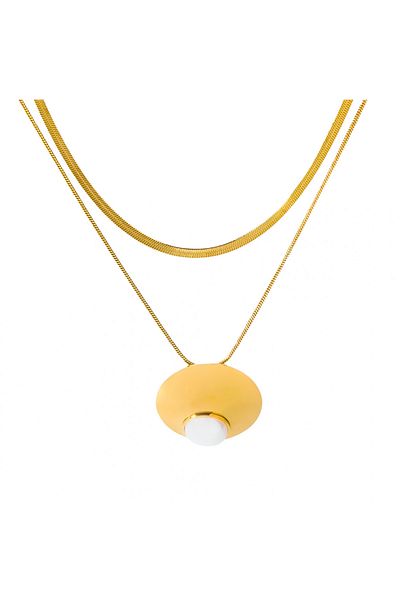Eva Grace Janet necklace, gold, made of 18K gold-plated stainless steel, with round pendant