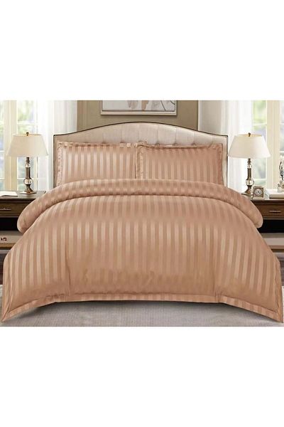 OEM Double Bed Sheet Set, Spring, Damask, Elastic Sheet, 4 Pieces, 2 Persons, Uni, 180x200cm, Coffee wit
