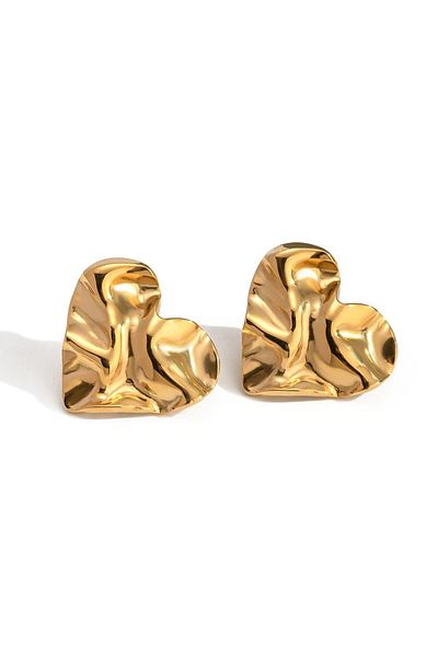 Eva Grace Anette gold-tone heart-shaped earrings made of 18K gold-plated stainless steel