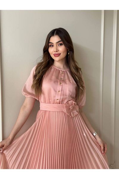 My twins Ewas Design Midi Length Belted Skirt Pleated Women's Tulle Dress