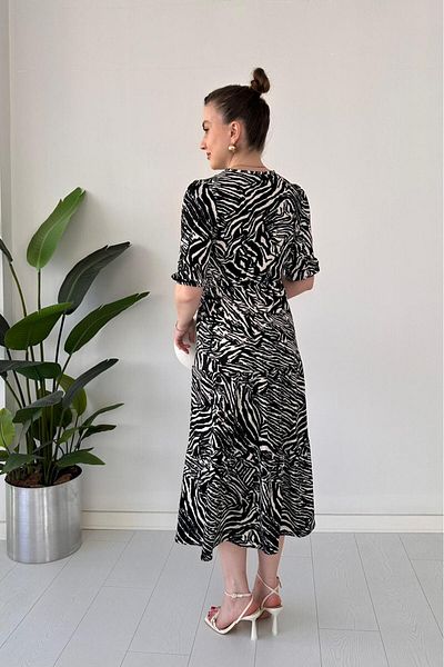 MaziButik Zebra Wrap Dress Black