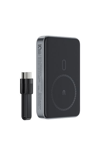 Acefast Powerbank magnetyczny 10000mAh indukcyjny 2x USB-C PD 30W + kabel USB-C - czarny