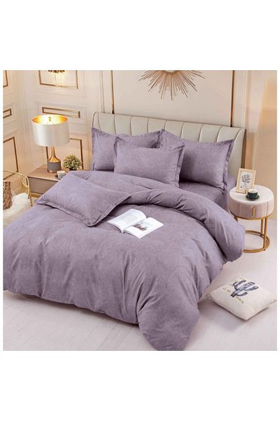 JOJO HOME Lenjerie de pat, cearsaf cu elastic, Jojo Home, Imprimeu Elegant, 6 piese, 2 persoane, 245x250cm, Fi