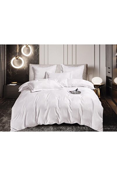 OEM Double Bed Linen Jacquard, 6 Pieces, Elastic, 180x200 cm, White, M2