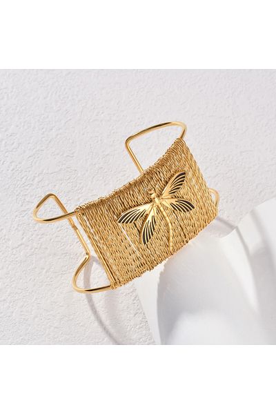 Eva Grace Irah bracelet, gold, wide, stainless steel, adjustable