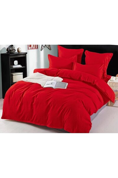 OEM Double Bed Linen Set, Sonia-Home, Finet Damask Type, 6 Pieces, Red, 220x240cm