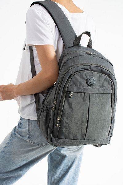 KASVA DERİ School Bag New Season Unisex Backpack Multi-Eye Water Resistant Crinkle Fabric Bag