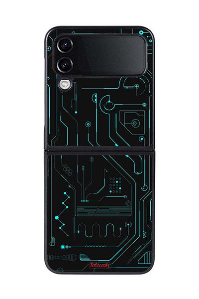 Tolwak Samsung Galaxy Z Flip 4 Protective Case Cover Digital Art Circuits Minimalism Multiple Display