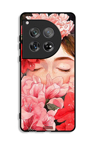 Tolwak غطاء حماية لهاتف OnePlus 12 بتصميم وجه فتاة مختبئة بين الزهور