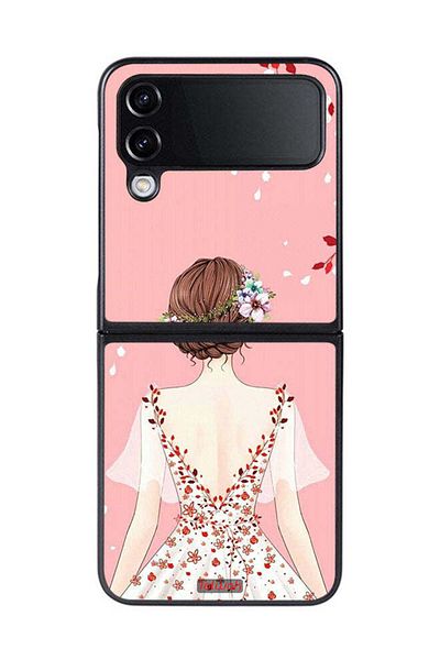 Tolwak Samsung Galaxy Z Flip 4 Protective Case Cover Standing Girl Art