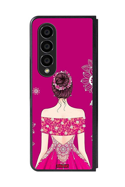 Tolwak غطاء حماية لهاتف سامسونج جالاكسي زد فولد 4 بتصميم فتاة وزهور